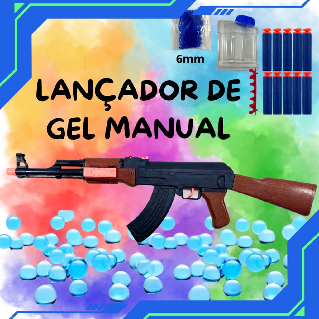 lançador bolinha de gel manual e dardos modelo premium