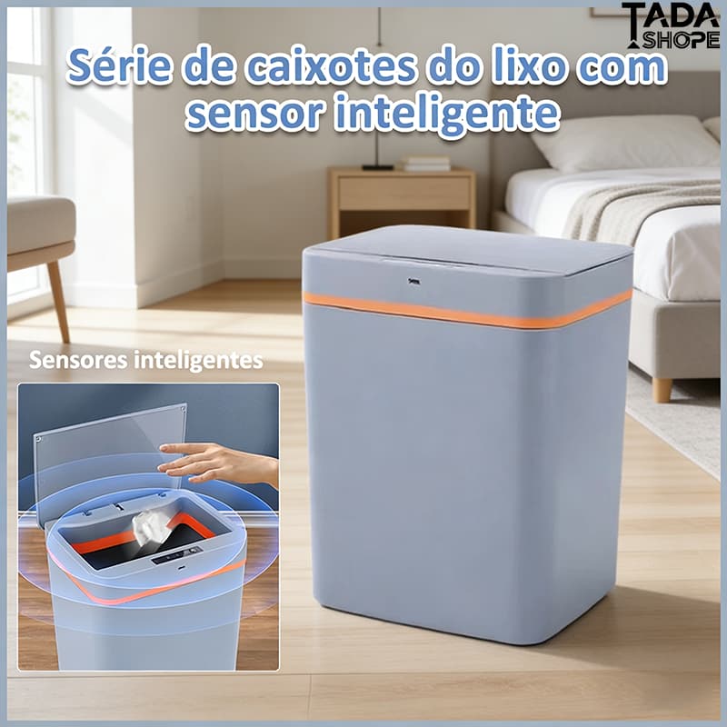 Lixeira Com Sensor Automático Inteligente 15 Litros Abre Fácil Toque Aproximação TADASHOPE