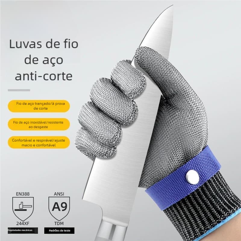 Luva de Segurança para Açougue - Aço Inoxidável Resistente ao Corte