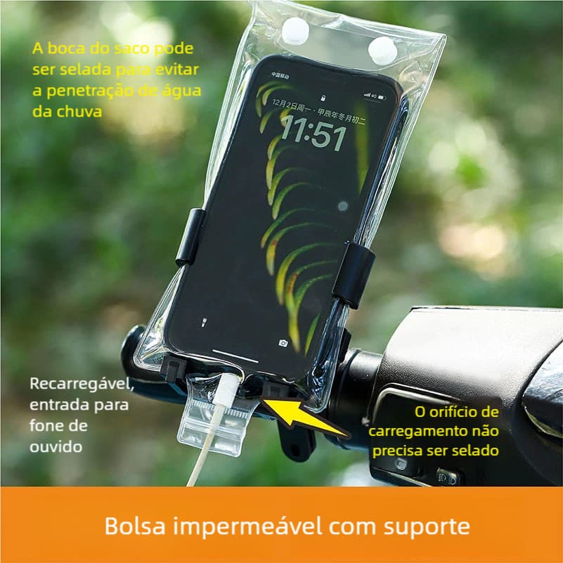 Bolsa de Telefone Recarregável - À Prova D'água com Bateria Integrada e Tela Sensível ao Toque