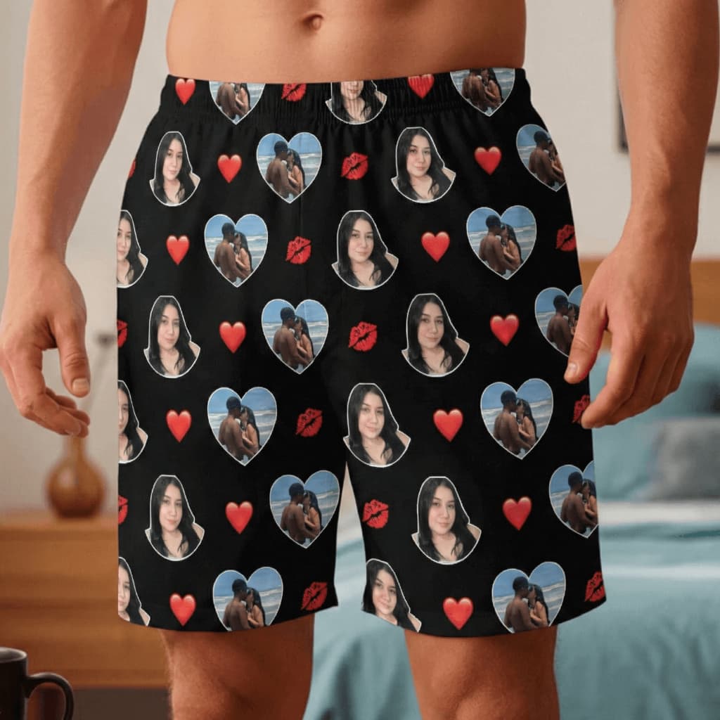 Short Com Foto Personalizado - samba canção com foto dia dos namorados