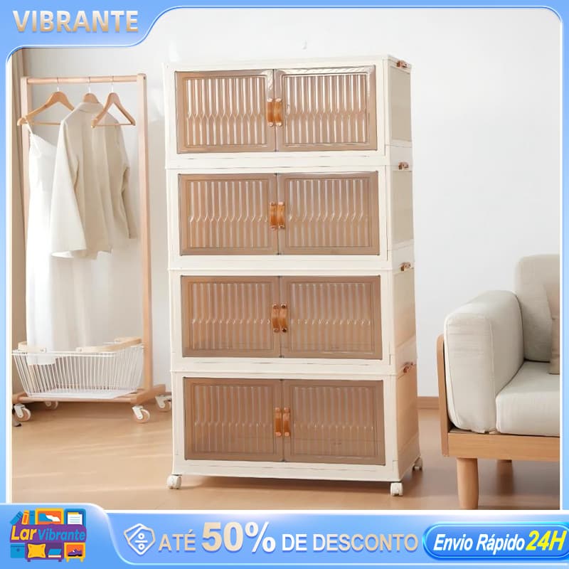 💒Armário Organizador Magnético - Dobrável Empilhável com Rodas Multifuncional e Duas Portas