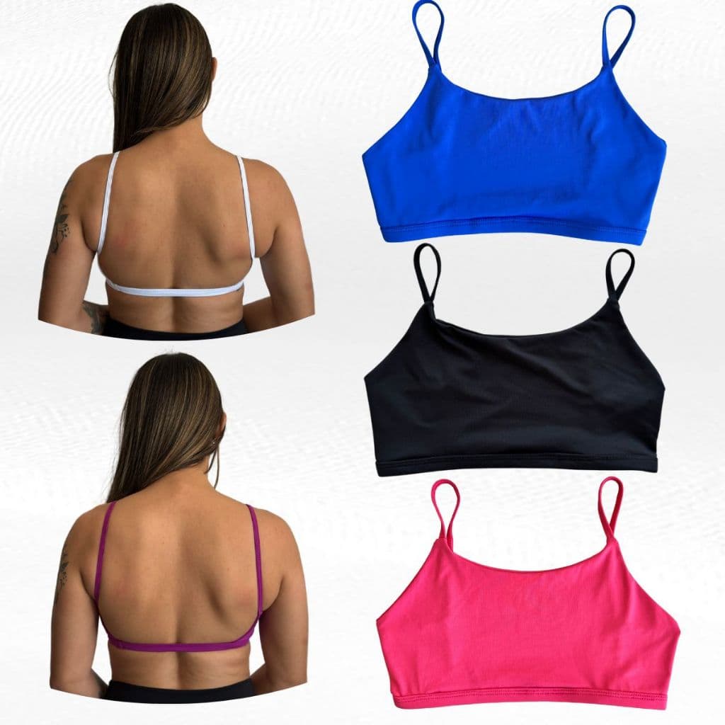 Top Fitness Costas Nua Com Forro Em Poliamida Alça Fina Com Elástico Na Barra Academia