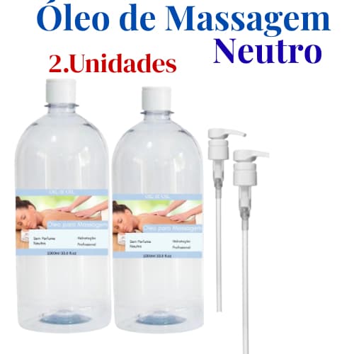 2.UNI Óleo de Massagem Neutro 2X1000mL + Válvula Pump (4PEÇAS)