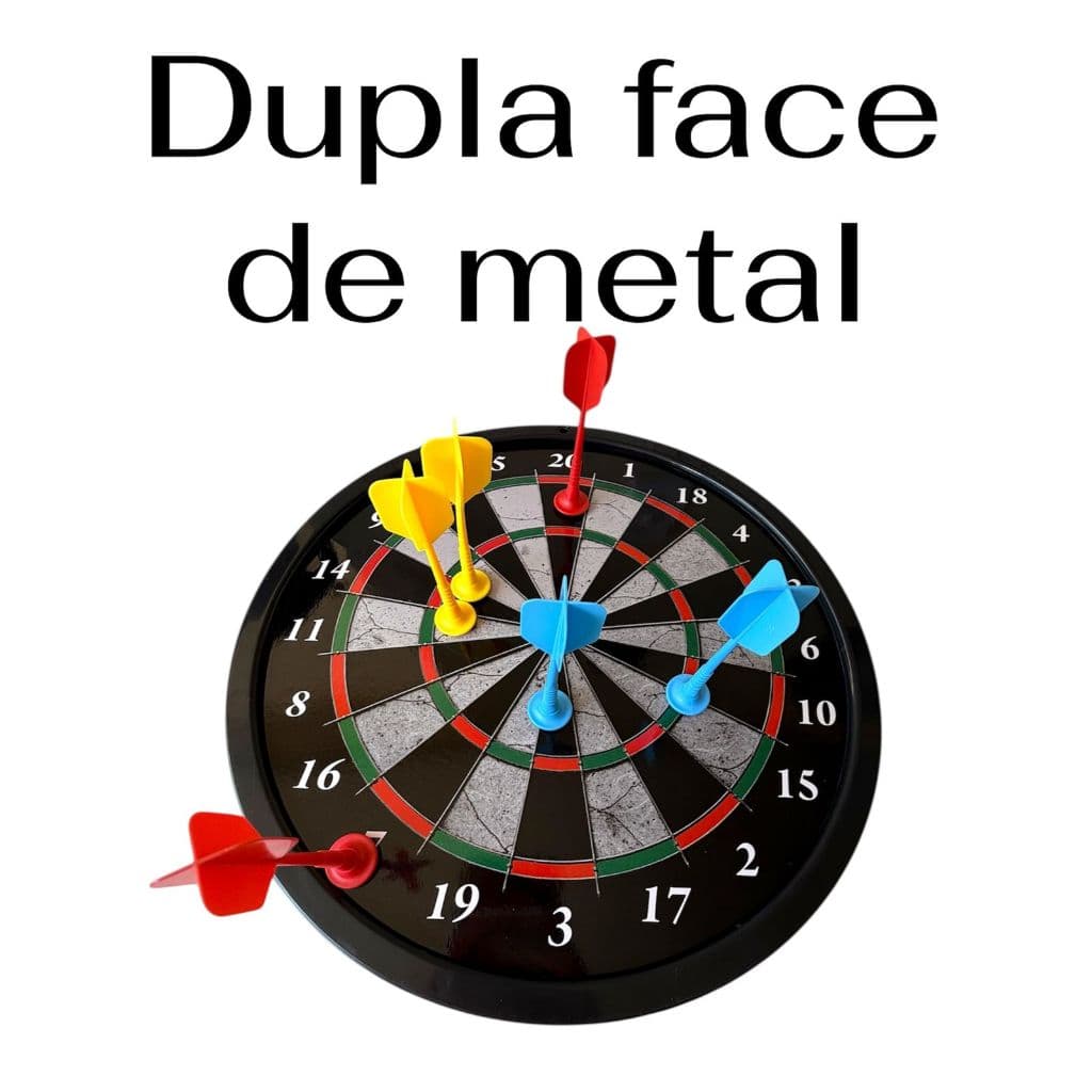 Jogo De Dardos Dupla Face de Metal, Tiro Ao Alvo Dardos com Ponta Magnética, 6 dardos, 31cm