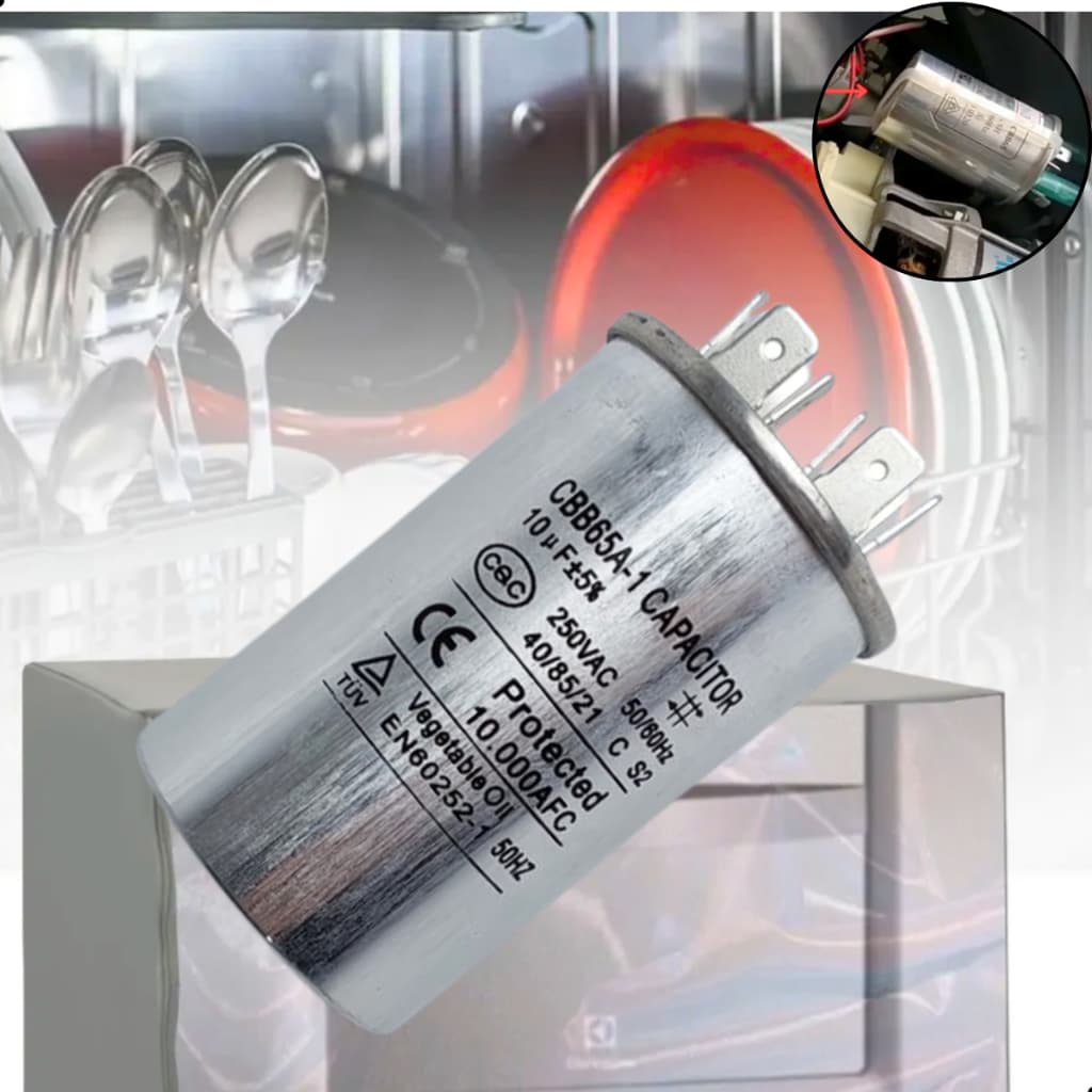 Capacitor Motor Lava Louças 127v 10uf Electrolux Li10x Lv14b capacitor cbb65