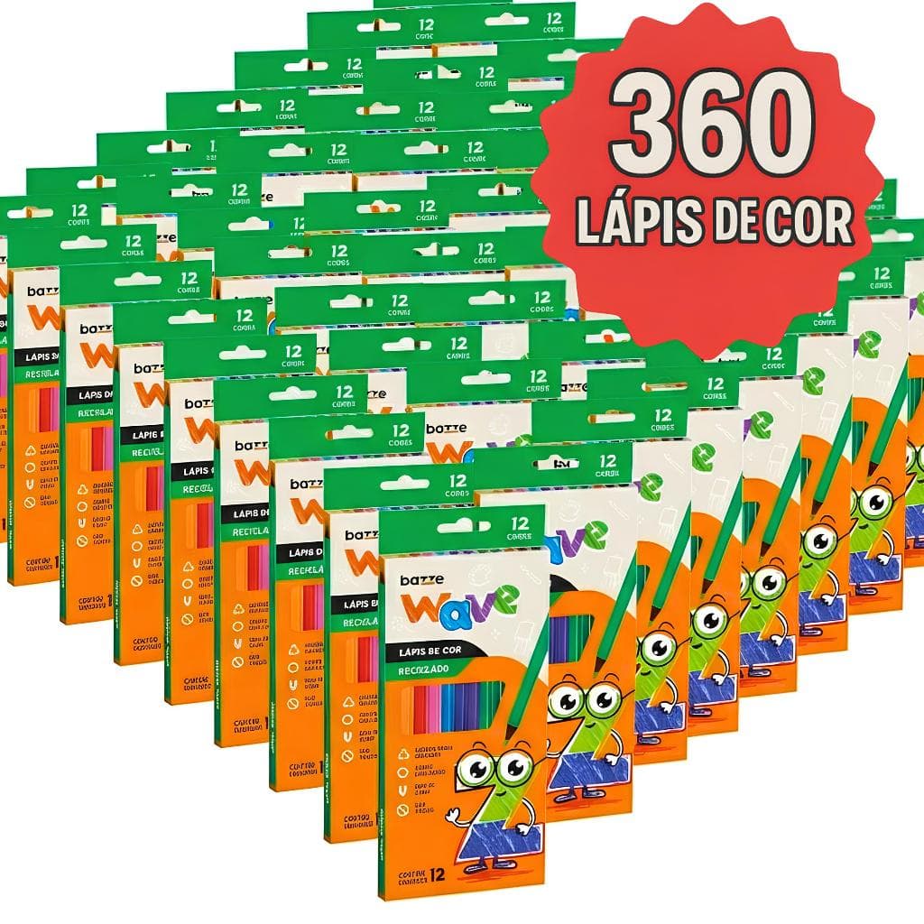 Kit 30 Caixas De Lápis De Cor Grande 12 Cores 360 Unidades De Lápis Lembrancinha De Festa Escola Aniversário Atacado