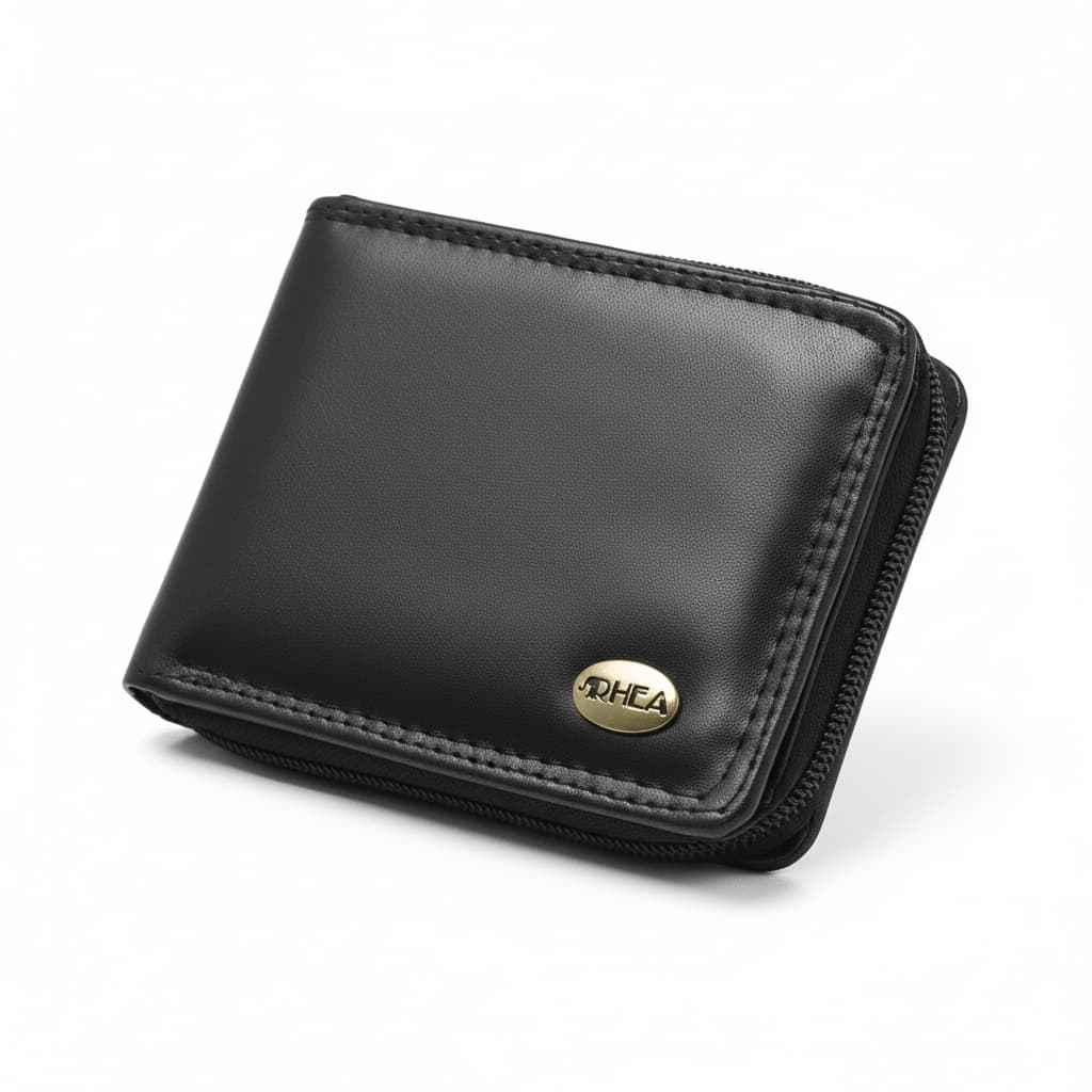 carteira masculina fecho de ziper grande couro sintetico cartao moeda