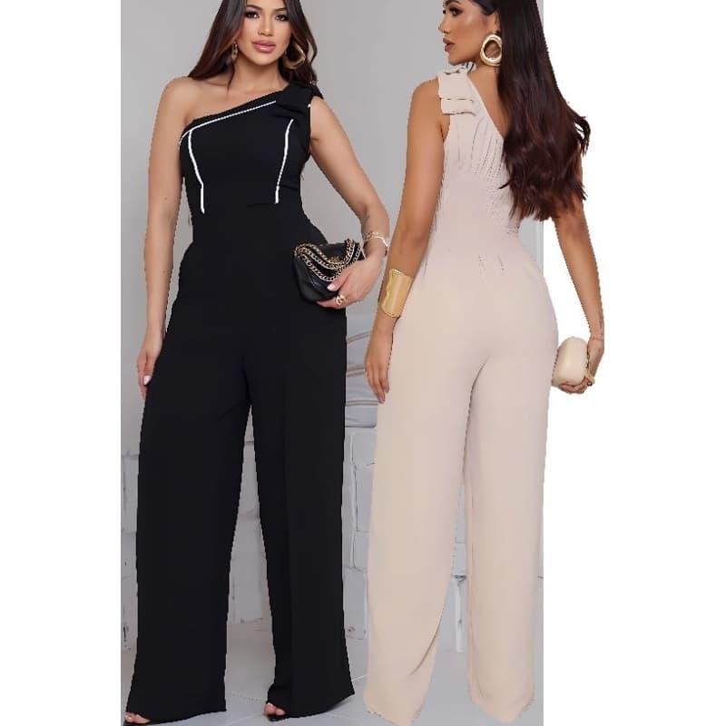 Macação Femenino Duna Corte Elegante Tecido Duna Sofisticado Pantalona Moderno Festa