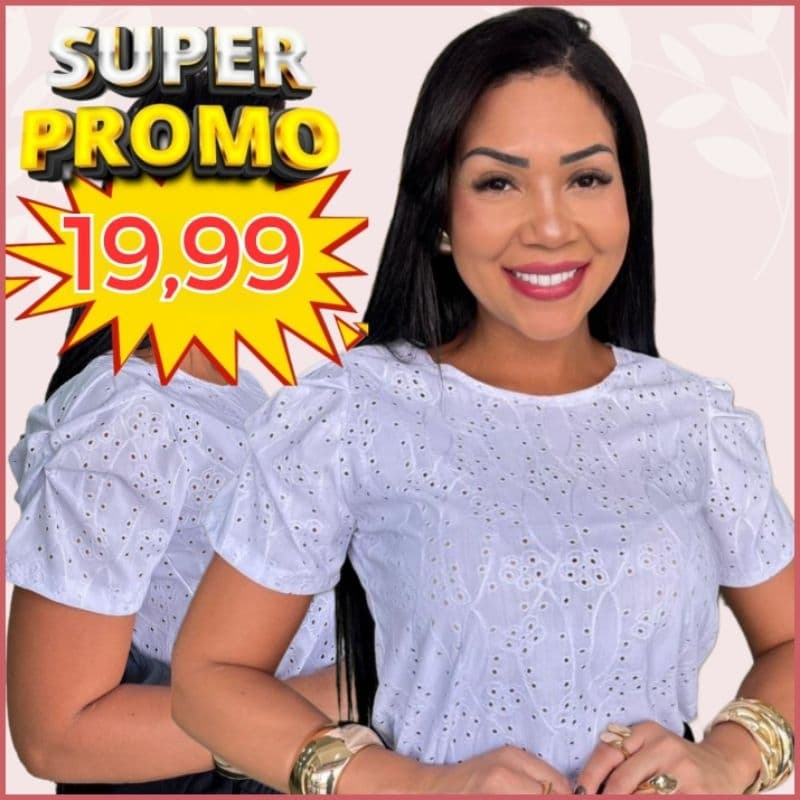 Promoção Blusa  Estilosa Tendência Leese Manga Bufante Detalhes em Relevo, Fresca, Confortável, Versátil.
