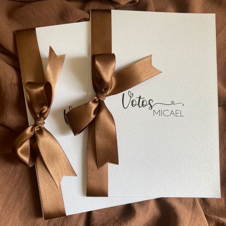 Par Caderno de Votos Casamento Personalizado Nome Data Com Fita Cetim Votos dos noivos Várias Cores