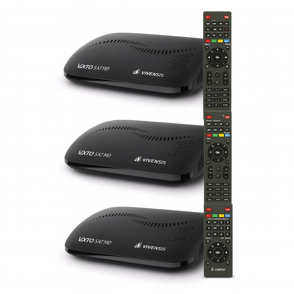 KIT COM 3 RECEPTORES VIVENSIS BANDA KU Sinal HD Estável, Instalação Fácil e Alta Resistência