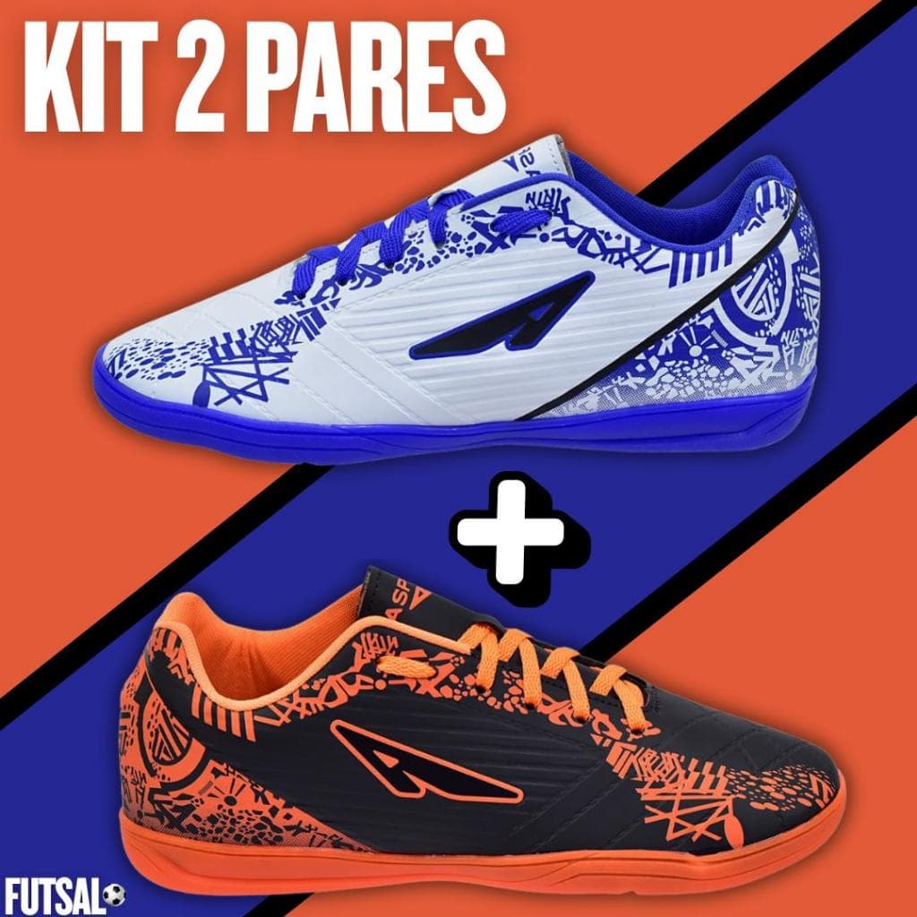 2 Pares Chuteira Masculino Futsal Quadra Salão Adulto Original Macio Confortável Promoção 34 ao 43