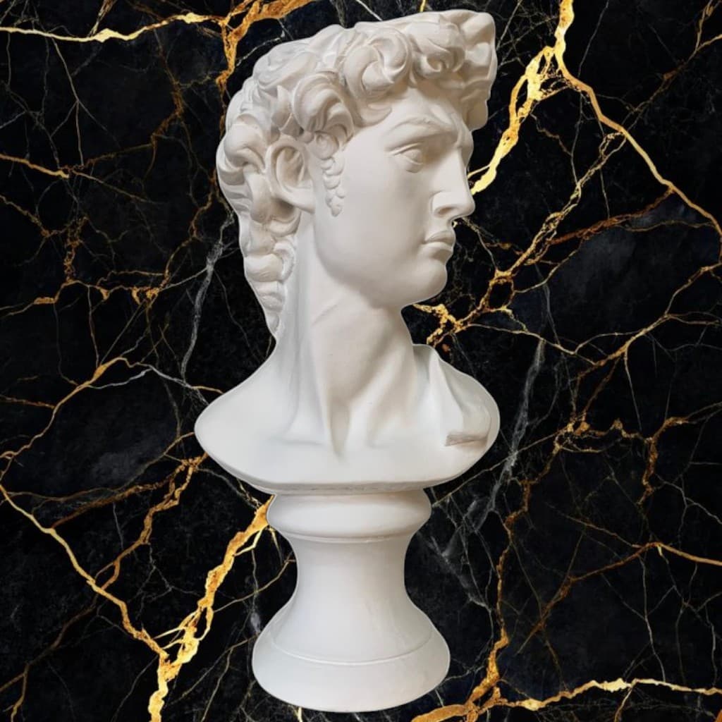 Estátua Escultura Busto Grego David Michelangelo Luxo 41 Cm