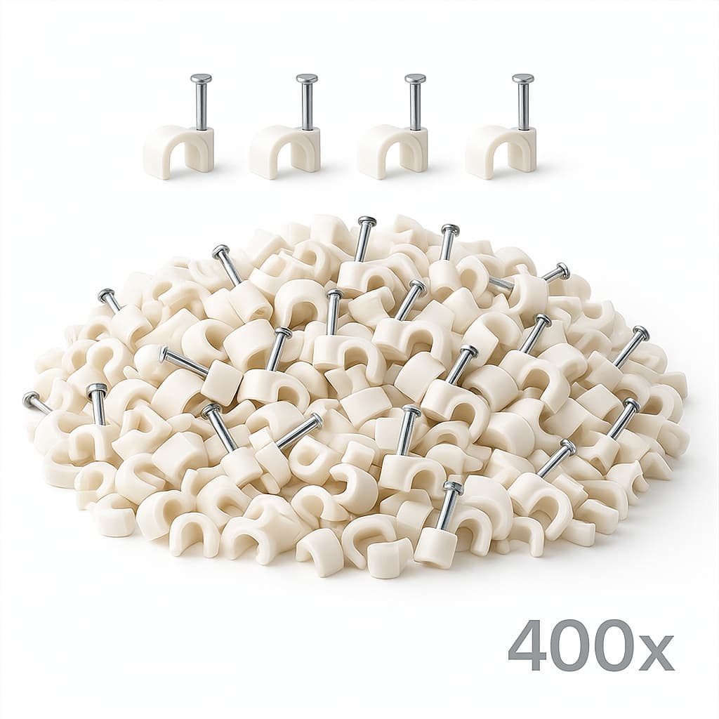 Kit 400 Fixador de fios e cabos 10mm Cabos de Rede, Elétricos, Cabo Coaxial com Prego de Aço