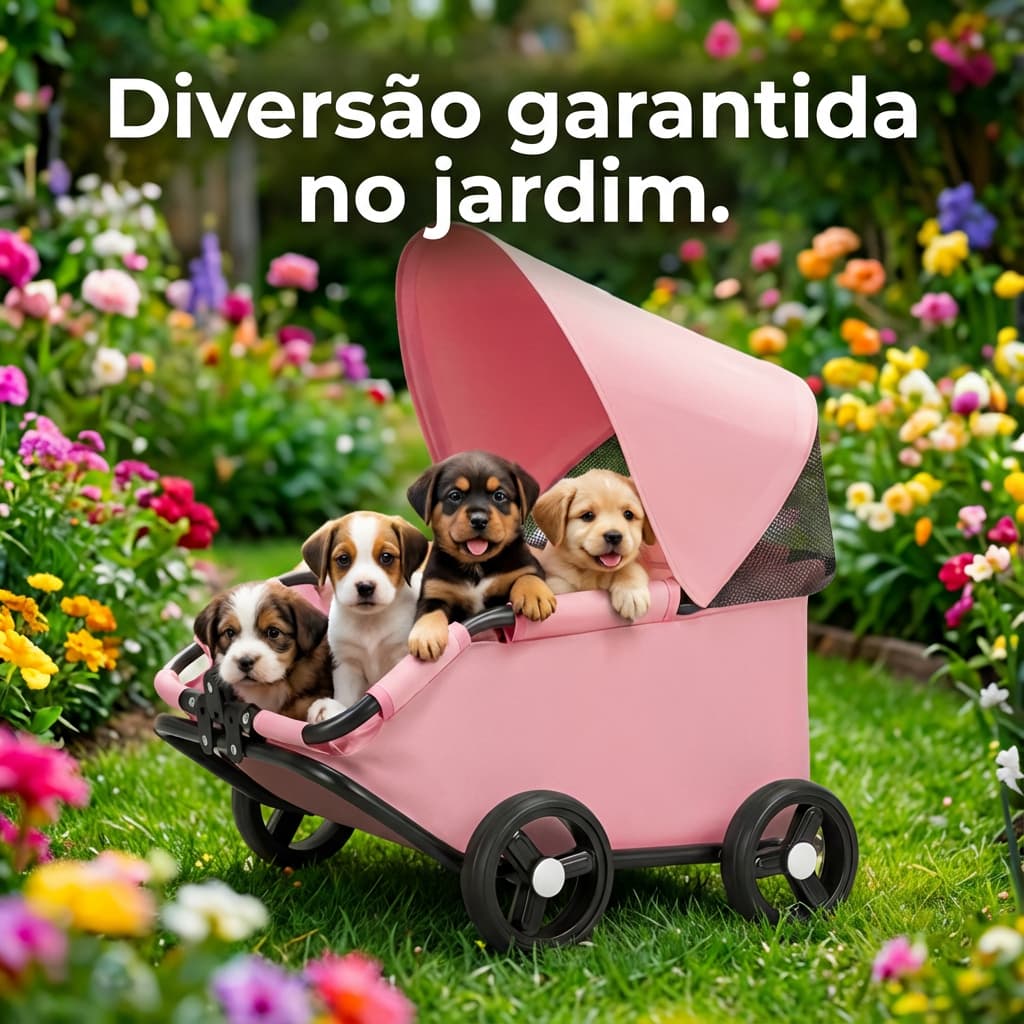 Carrinho Dobrável p/ Cães e Gatos 🐾 Portátil, Leve e Confortável
