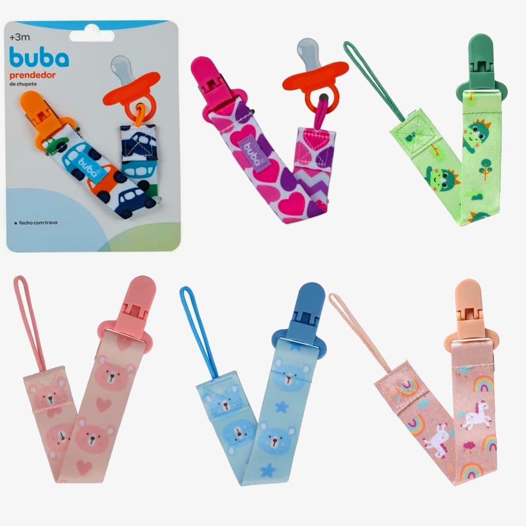 Prendedor de Chupeta Buba – Seguro, Colorido e Super Prático!