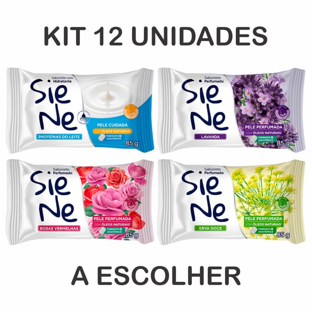 Kit com 12 Sabonetes em Barra Siene 85g A ESCOLHER