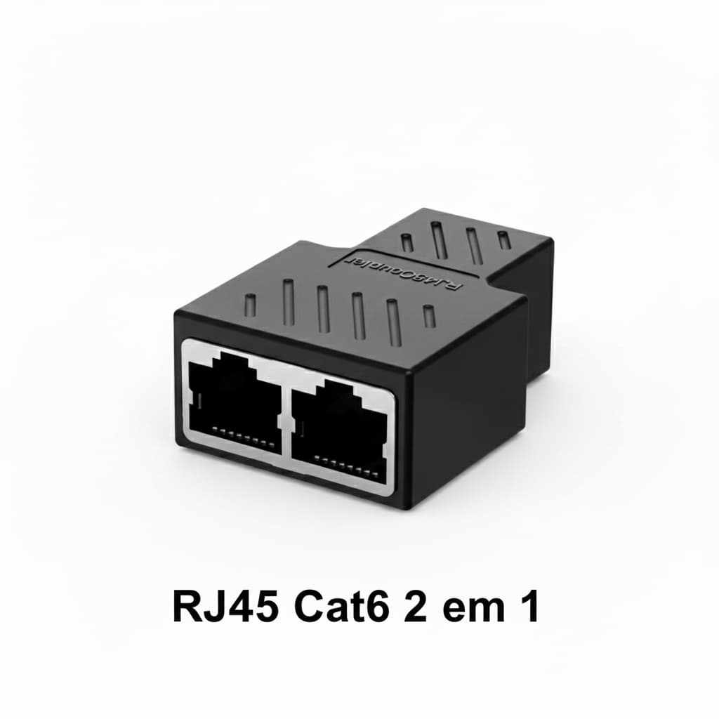 Cabo Extensor Adaptador  Acoplador RJ45 Cat6 Cat5e Ethernet 1000Mbps LAN Conector Fêmea Para dupla saída