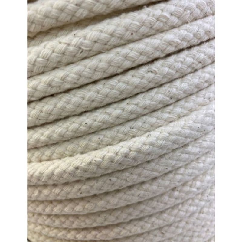 Cordão de algodão cru trançado 4x4 - 5mm - cordão capoeira, macramé, moletom, punho de rede e pavio de tocha.