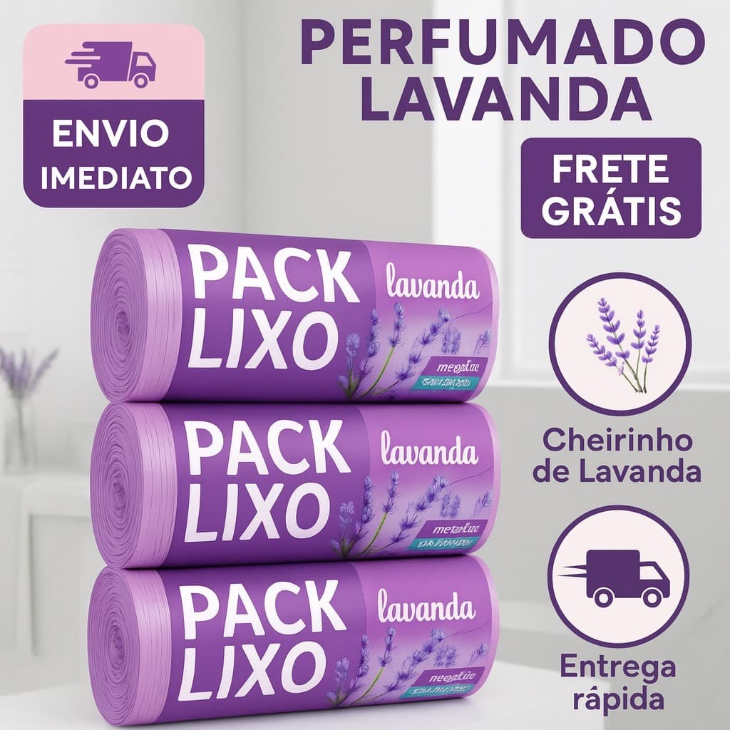 Sacos de Lixo Perfumados Lavanda |Kit 160 Sacos| 34x38cm Para Pia e Banheiro Neutraliza Odores