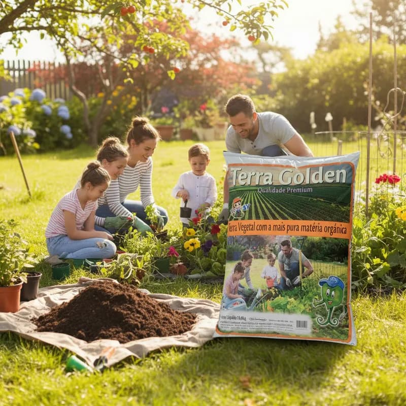 Terra Vegetal Golden de 2,5 a 20 kilos Adubada Jardinagem Garden Envio imediato
