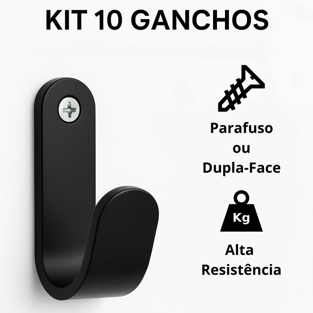 Kit 10 Ganchos de Parede Organizador Banheiro Cozinha Suporte Toalhas Roupas Chaves Bolsas Mochila