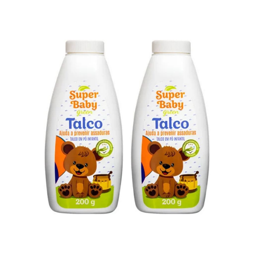 Kit 2 Super Baby Green talco ajuda prevenir assaduras 200g