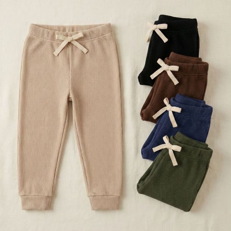 Kit Calça Jogger Infantil Sortida Unissex 2 a 5 peças Canelada Algodão com elastano P bebê ao 3 Anos