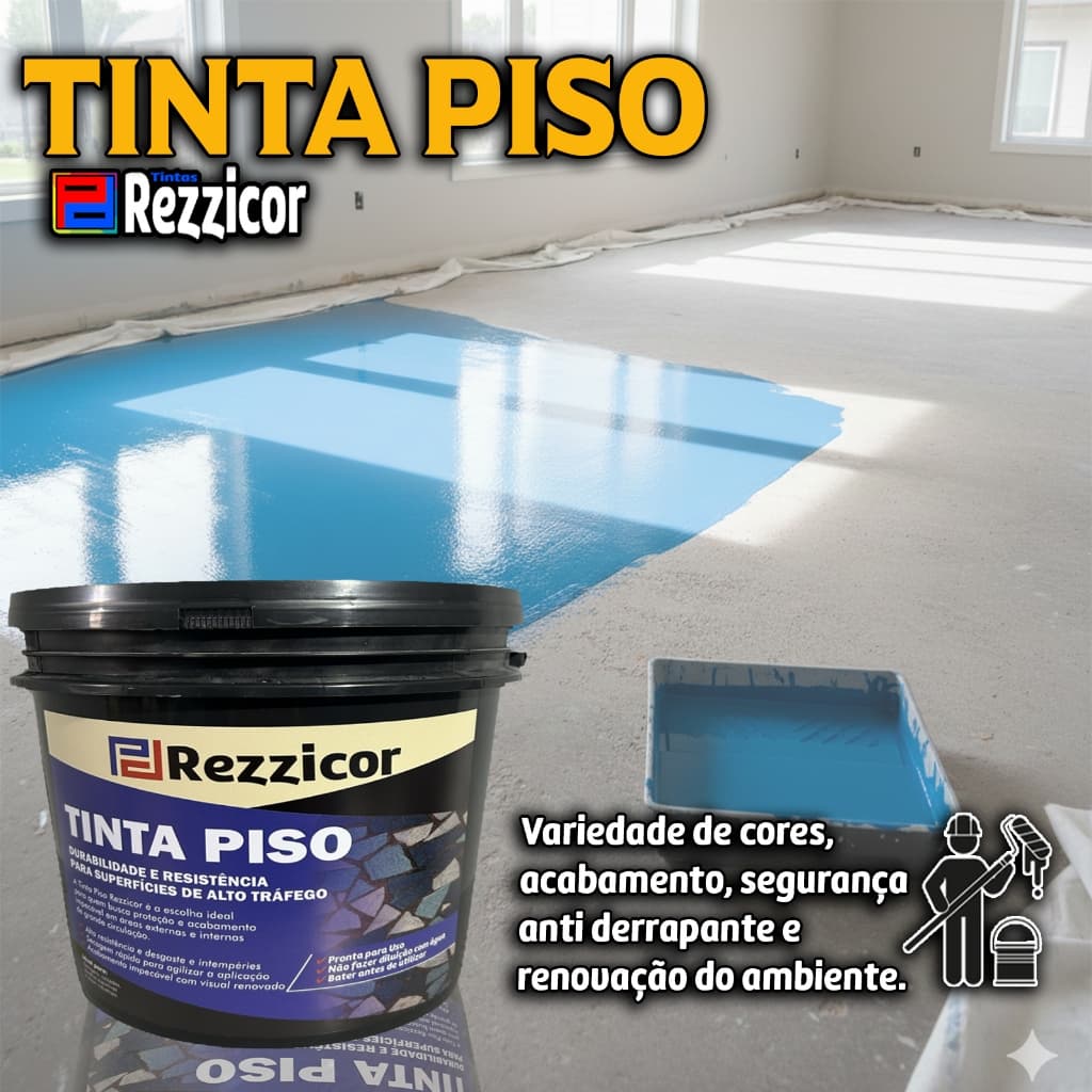 Tinta Piso Rezzicor 4-18 KG Resistente Rende Muito Anti Mofo Sem Cheiro Cobre Fisuras Super Resistente