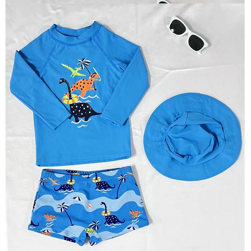 Kit Moda Praia Infantil Menino com Proteção Solar UV50 + Tapa Fralda e Chapéu 1554-1560-