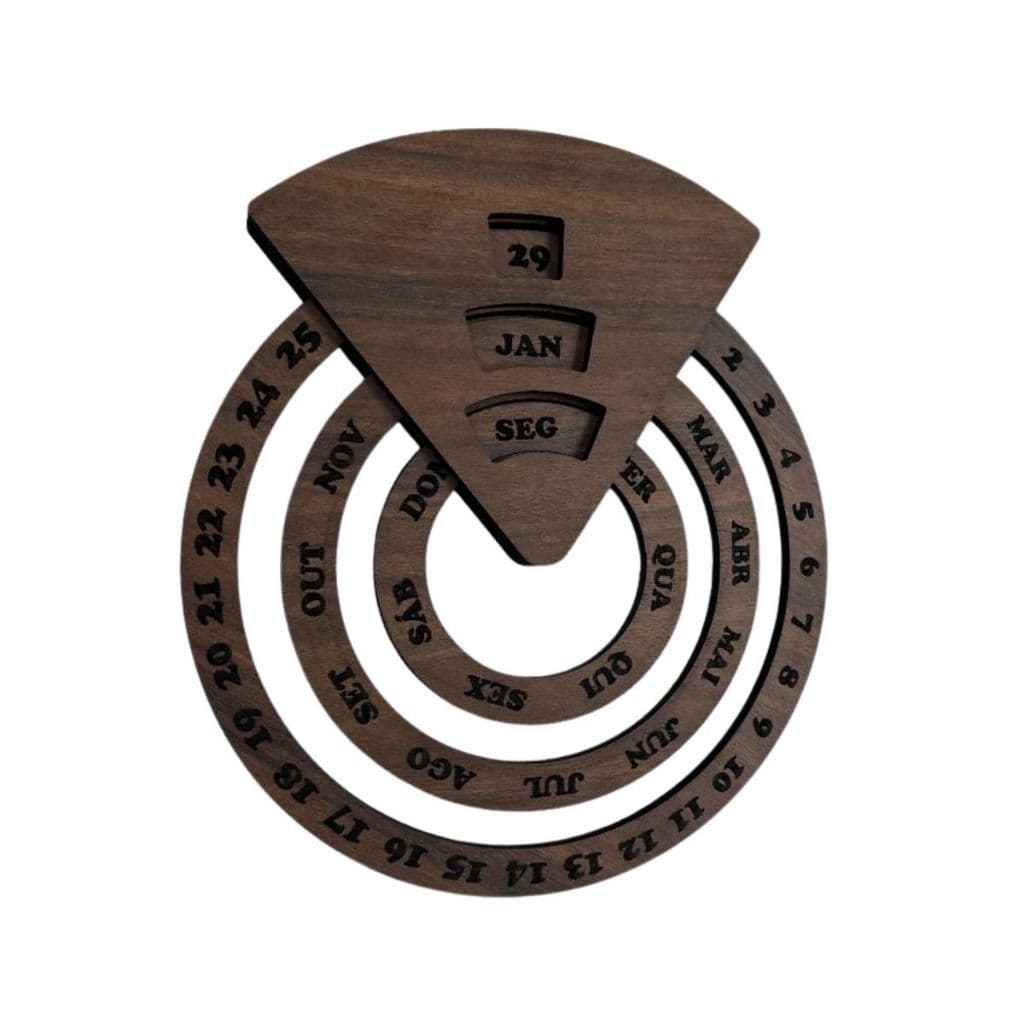 Calendário Permanente Giratório Parede MDF Enfeite Decorativo Casa Escritório Data Celebração