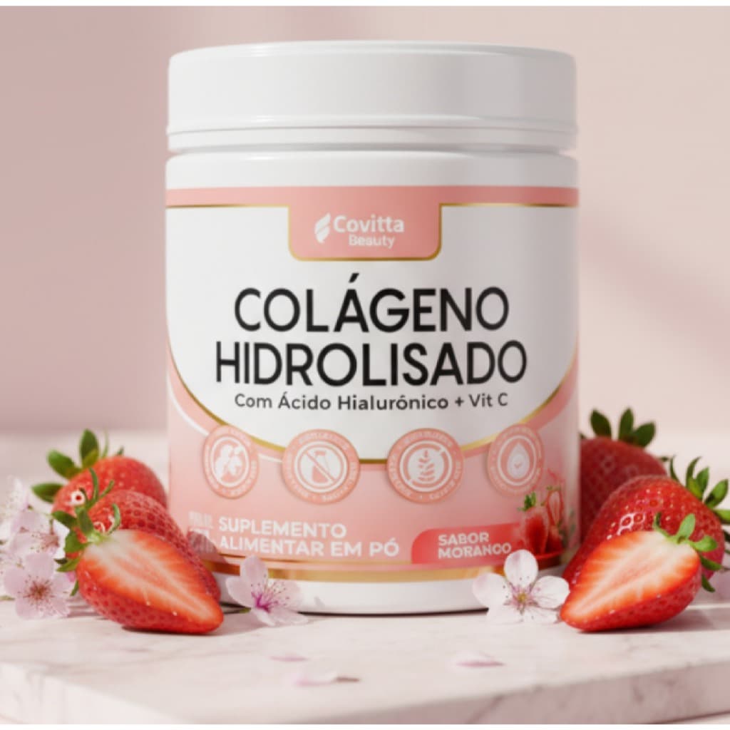 Suplemento Colágeno Hidrolisado + Ácido Hialurônico - Pele firme, Cabelos e Unhas – 250g – Covitta