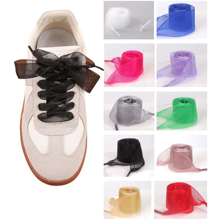 1 Par de Cadarço infantil largo 4cm de Organza laços de fita chiffon para tênis Sapato menina