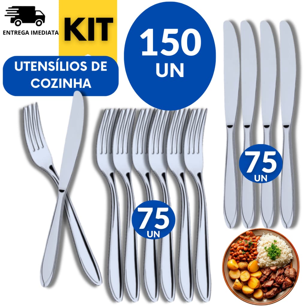 KIT DE TALHERES EM INOX PERFEITO PARA O DIA A DIA PARA SUA CASA RESTAURANTE E FESTIVIDADES
