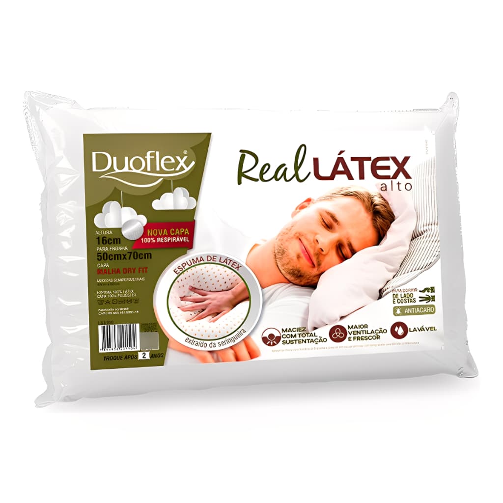 Travesseiro Duoflex Real 100% Látex Natural Alto 50x70CM  LS1100