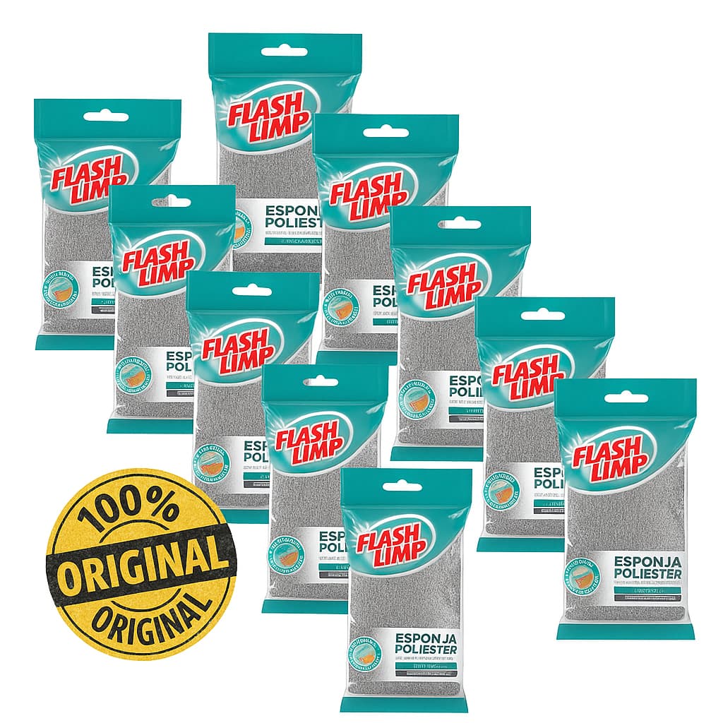 Kit Esponjas Flash Limp Original Poliéster Anti Risco Limpeza Doméstica
