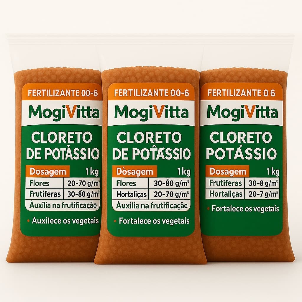 Cloreto de Potássio Vermelho KCl 60% - Adubo Fertilizante para Frutas Flores Jardim Gramados - 3 Kg