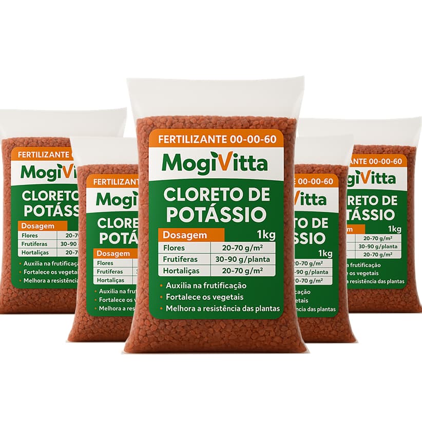 Cloreto de Potássio Vermelho KCl 60% -  Adubo Fertilizante para Frutas Flores Jardim Gramados - 5 Kg