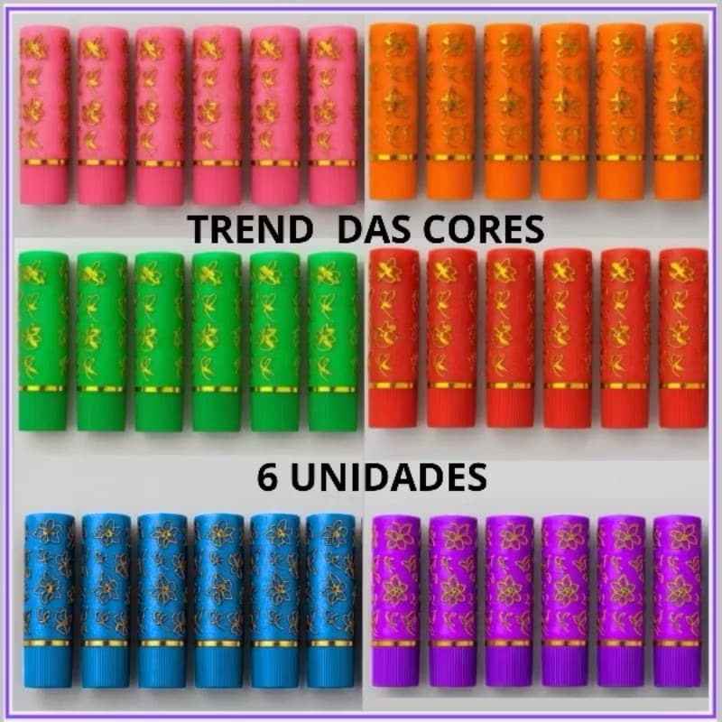 Kit 6 Unidades Escolha a Cor - Batom Mágico Da Vovó Longa Duração - Trend Sacolinha Das Cores