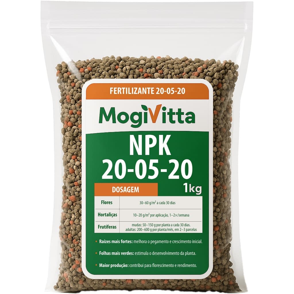 NPK 20-05-20 - Floração e Frutificação - Frutas Flores e Plantas em Geral - Linha Premium Mogivitta