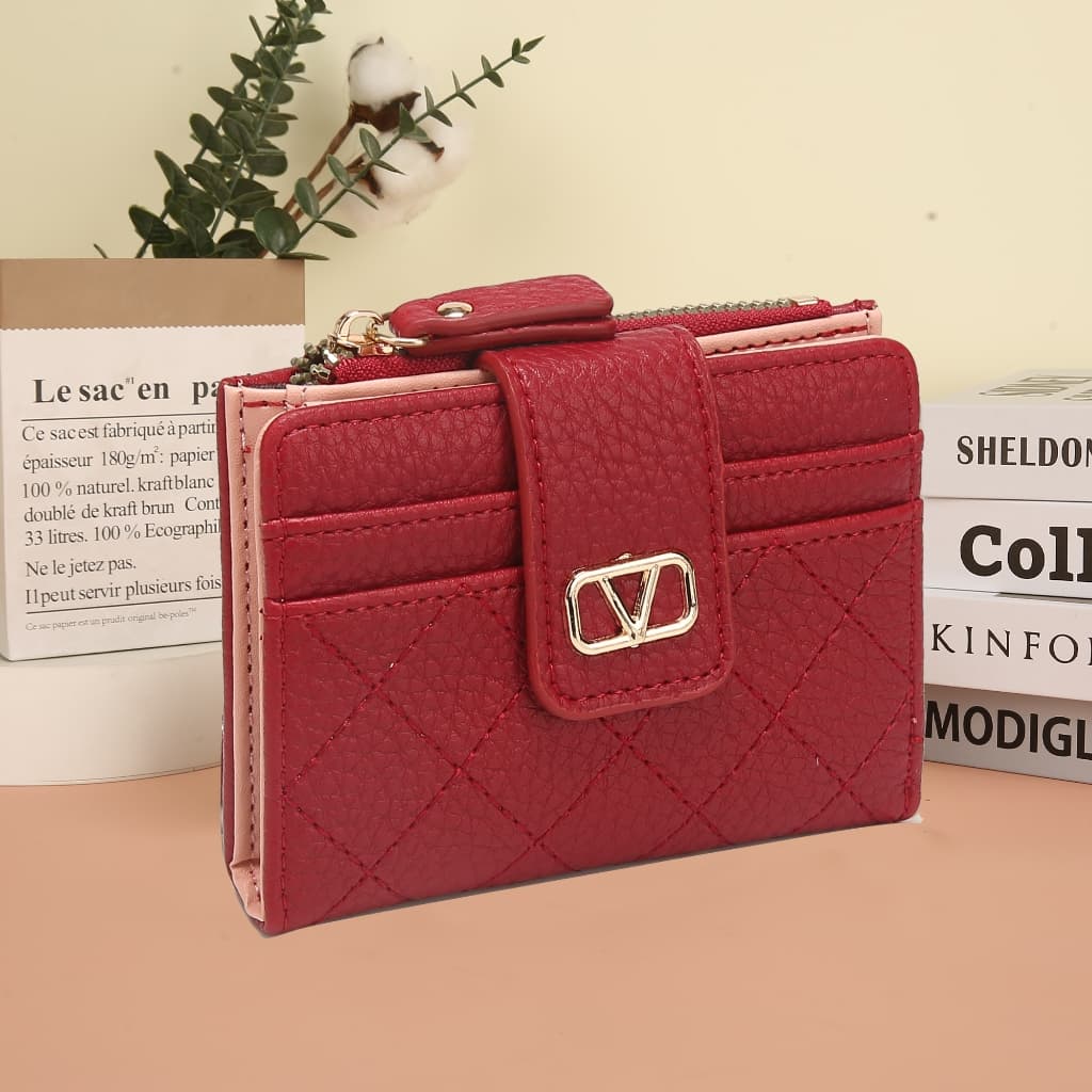 Carteira Feminina Pequena Porta-Cartões De Visita Com Clipe Curto Bolsa LR030