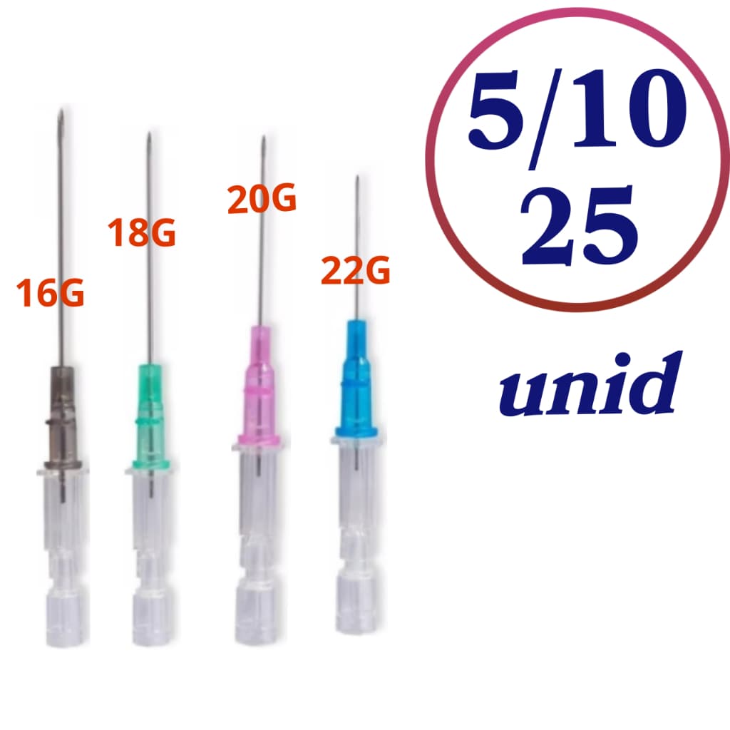 Cateter Intravenoso 16G/18G/20G/22G – Kit 5/10/25 UN. Body Piercing Jelco Medix/Glomed/Descarpack