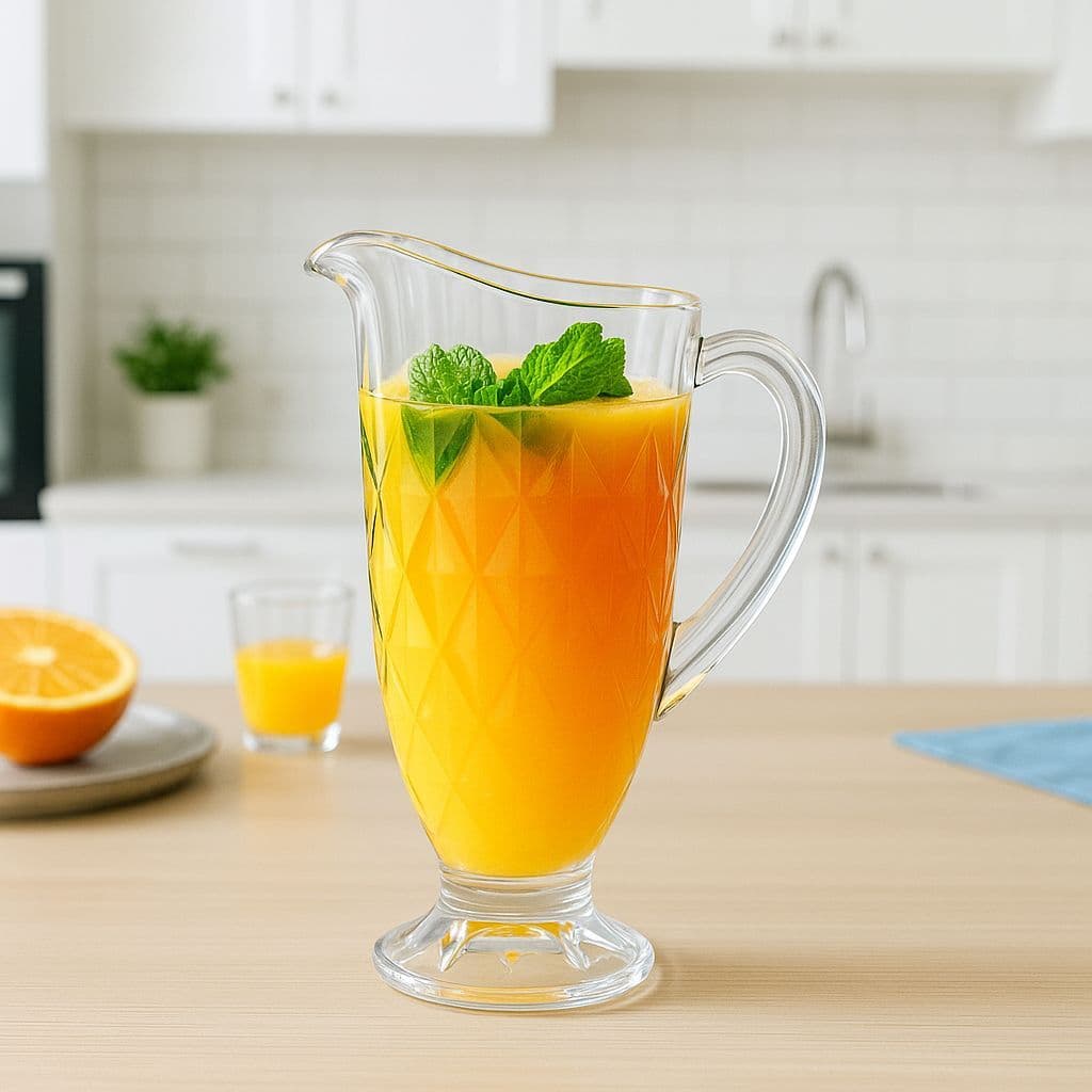 Jarra De Vidro Diamond Suco Drinks Chá 1200 ml Alça Luxo Transparente