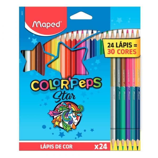 Lápis De Cor 24 Cores Color'Peps Star 6 Lápis Duo 30 Cores Maped