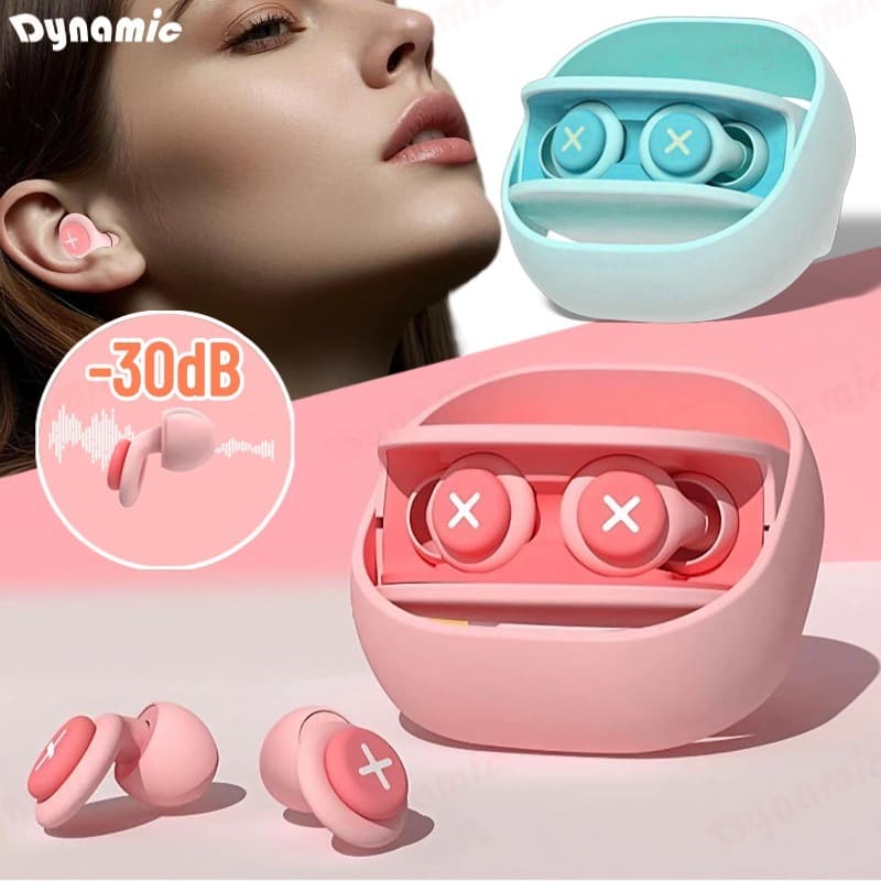 Tampões Auriculares De Silicone Isolamento Acústico Redução De Ruído Com Esponja Macia Protetor Auricular