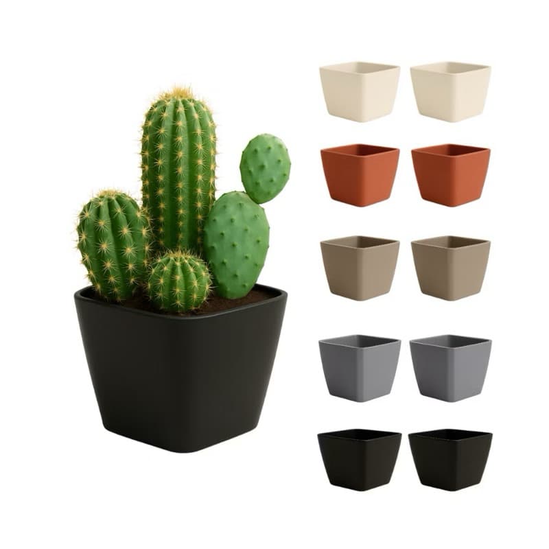 Kit 1 Vaso Quadrado 150 ml Preto Marrom Cinza Areia Bege para Suculentas Plantas Cactos Decoração