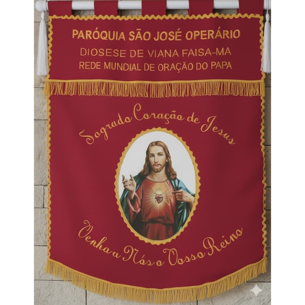 Estandarte Bordado Personalizado Sagrado coração de Jesus