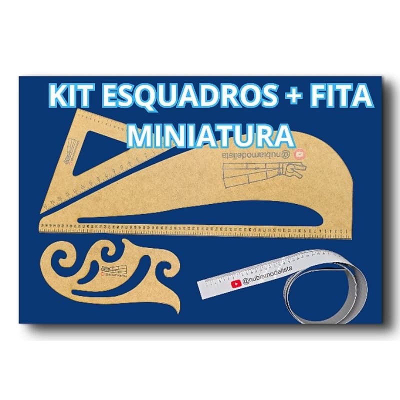 kit 3 esquadros + fita ( todos miniatura)