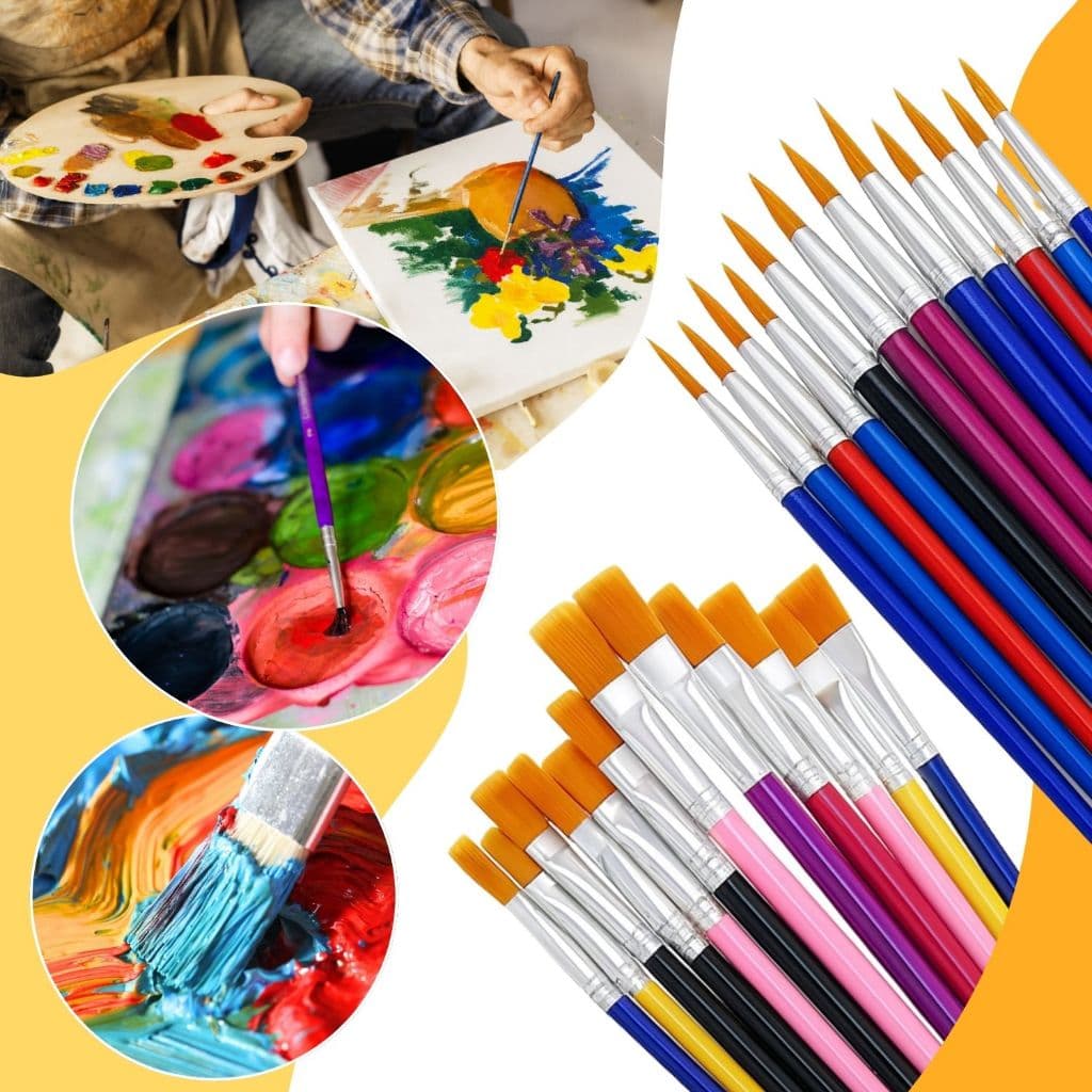 Kit 24 Pincéis Para Pintura Artesanato Artes Pintura de Rosto Guache Ponta Fina Redonda E Chato